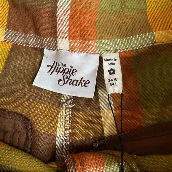 The Hippie Shake Vintage Inspired Get It On Checked Plaid Flare Pants RARE NWT - Picture 6 of 9
